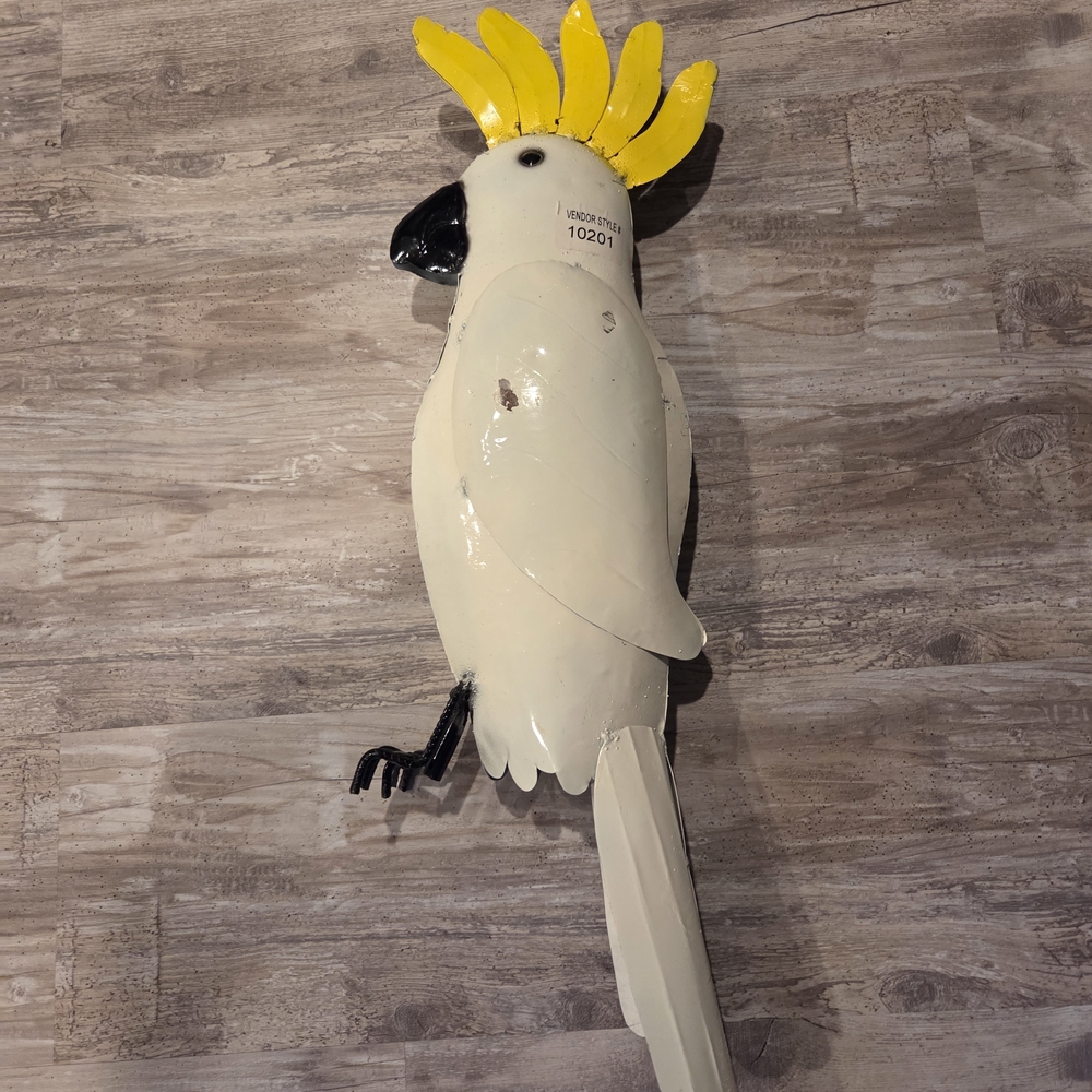 White and Yellow Cockatoo Wall Decor - Bird Accent for Home